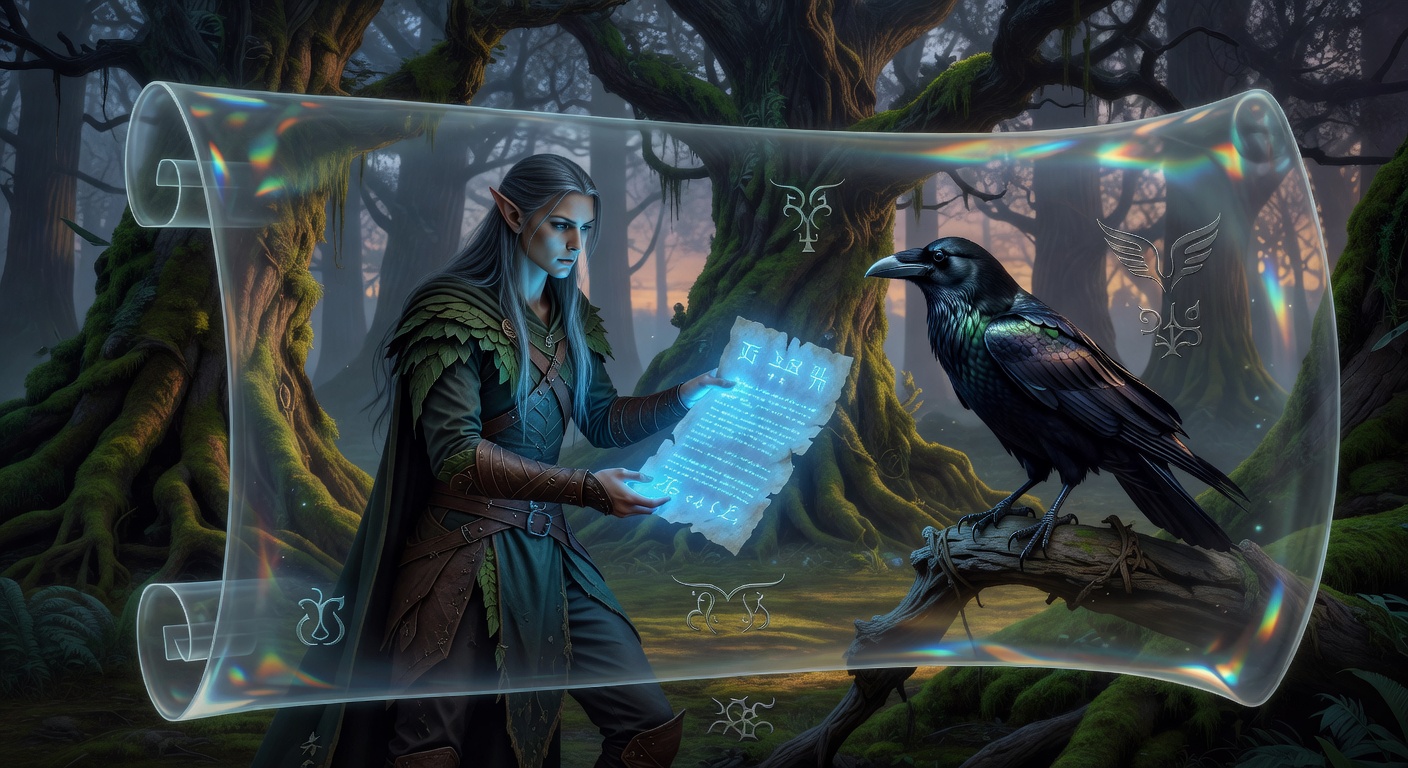 Elf messenger holding a glowing magical letter